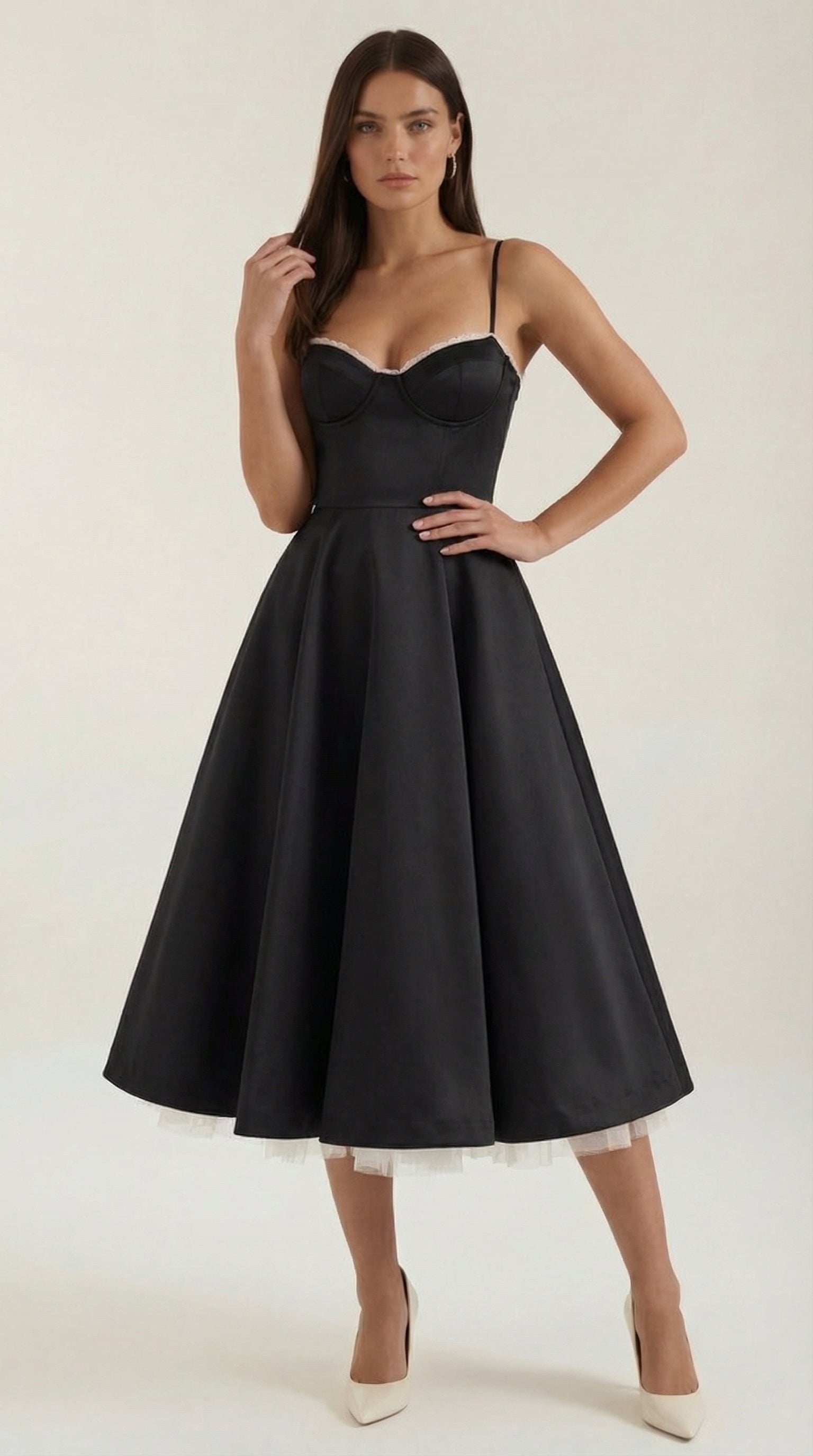 Damen Tüll Midikleid Korsett | Ausgestellt View 16