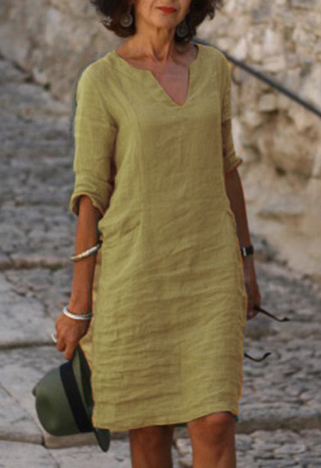 Damen V-Ausschnitt Kleid | Figurformend Lifestyle