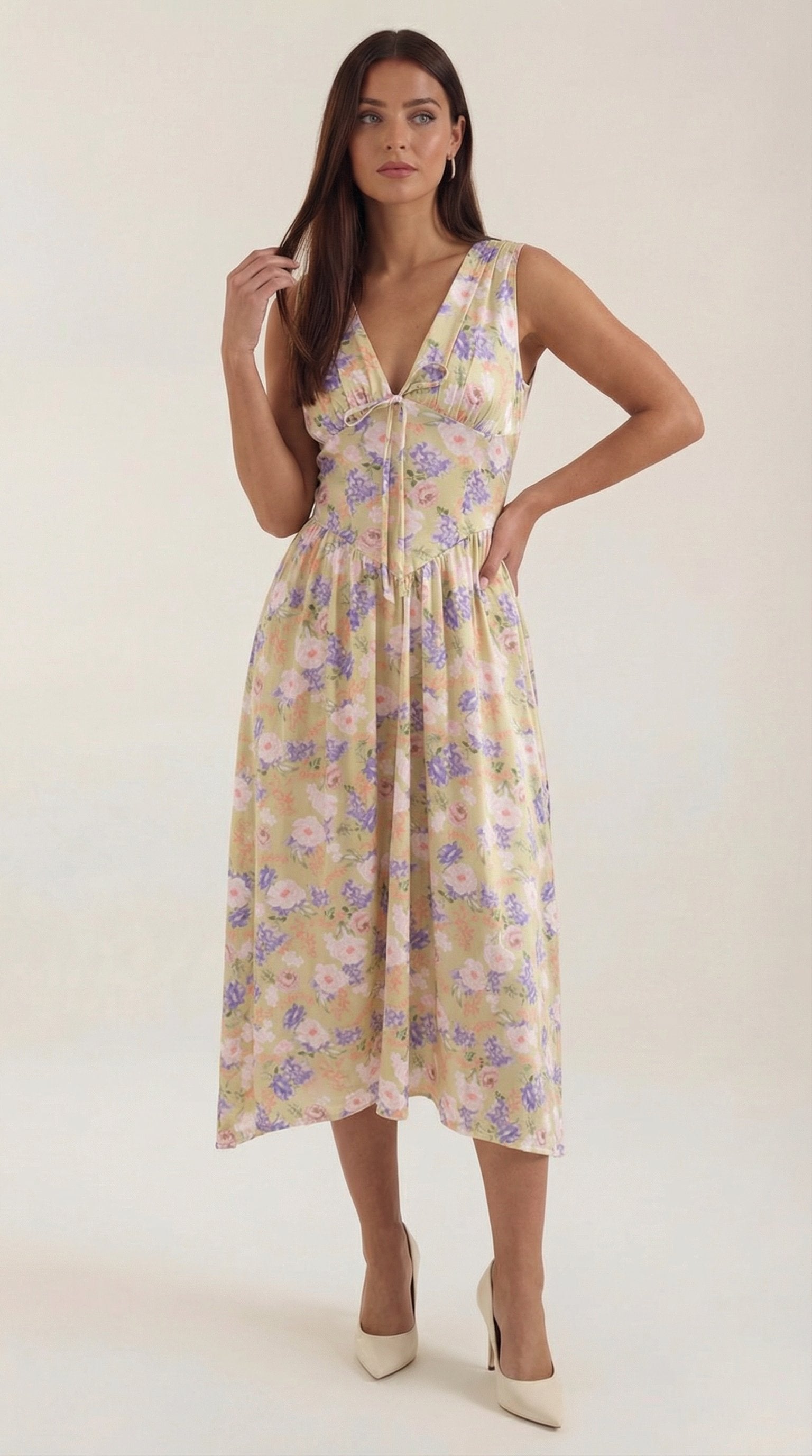 Damen V-Ausschnitt Sommerkleid | Midi View 21