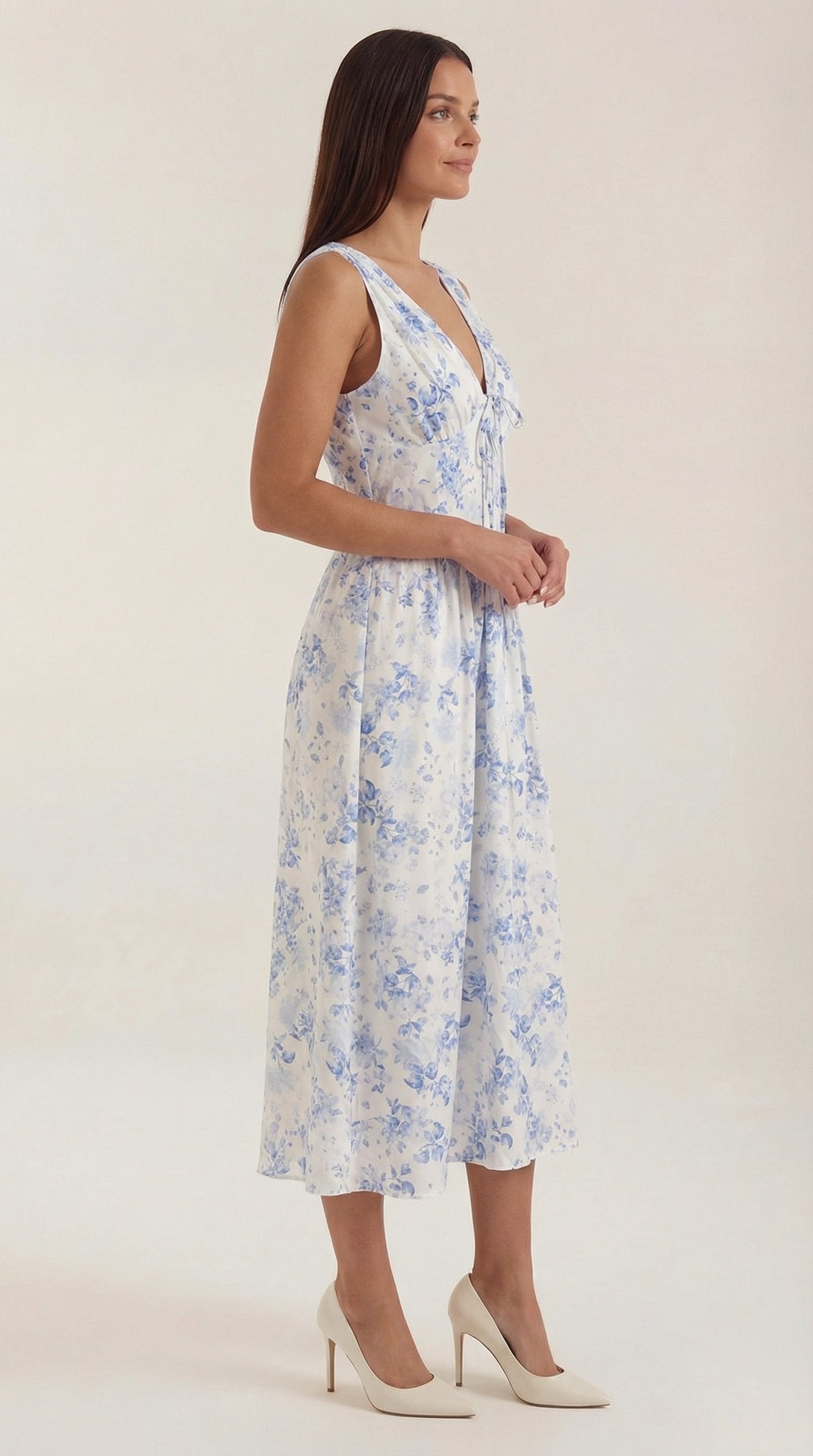 Damen V-Ausschnitt Sommerkleid | Midi View 37