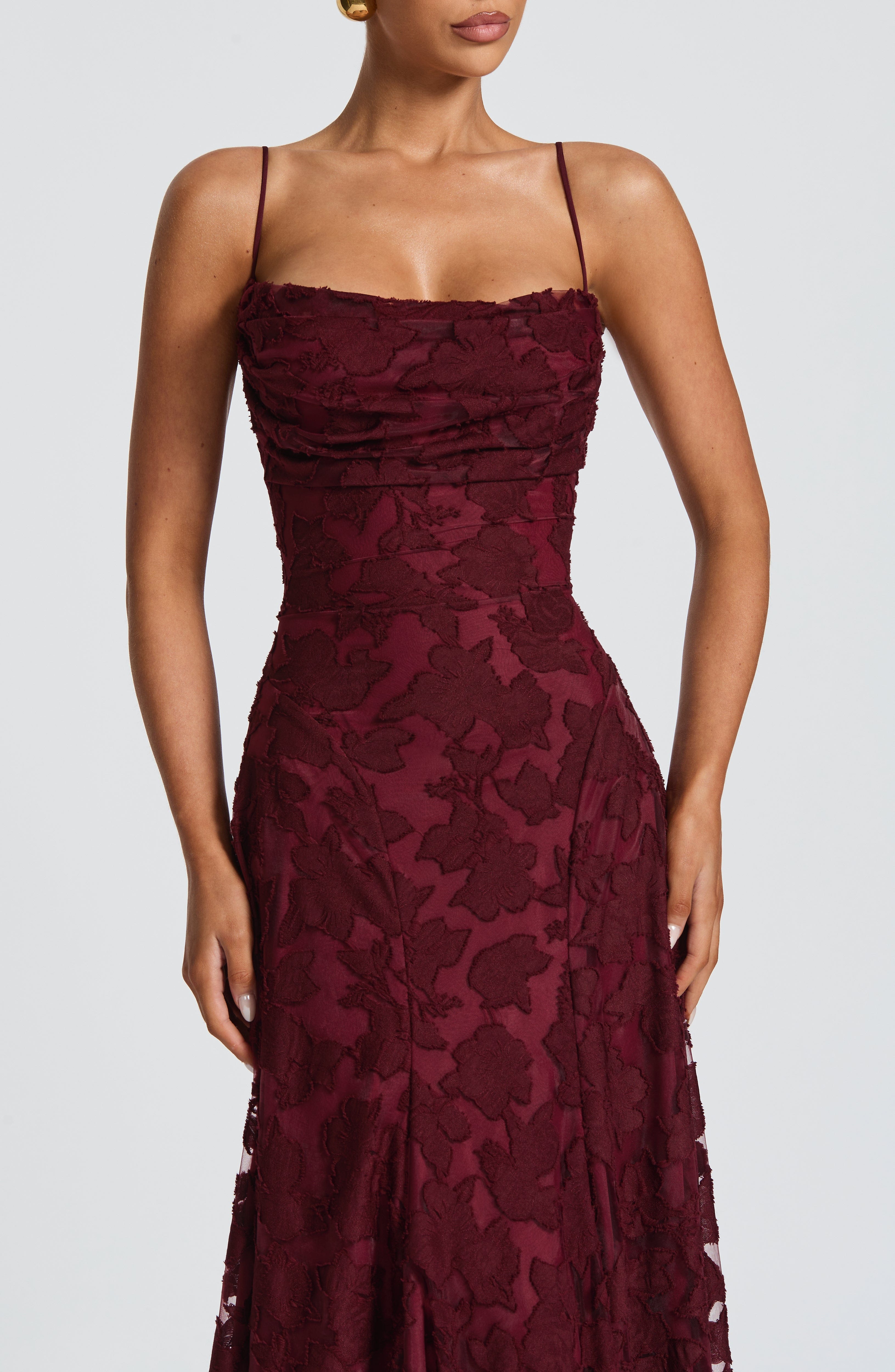 Damen Maxikleid mit Blumenstruktur
