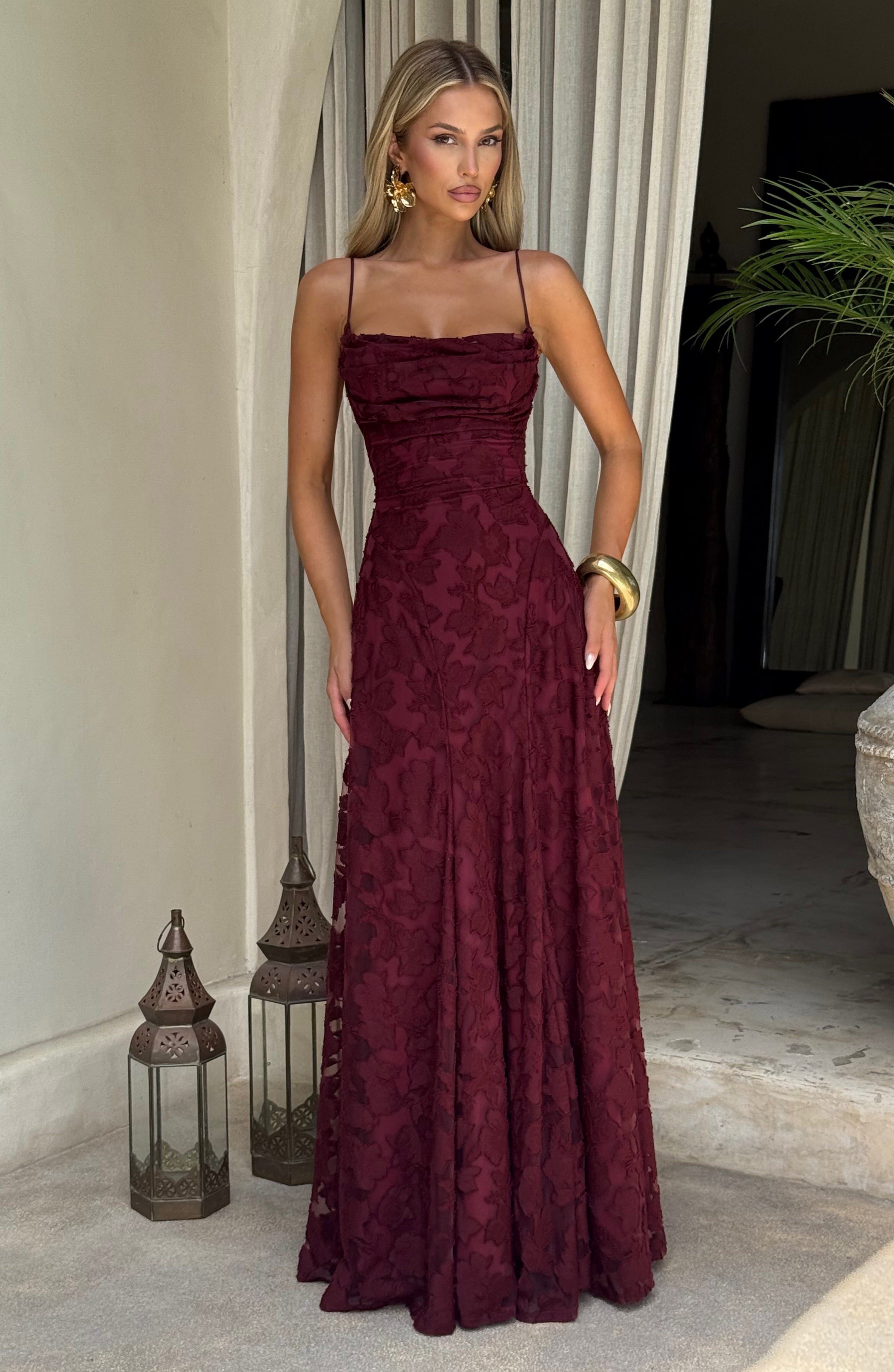 Damen Maxikleid mit Blumenstruktur