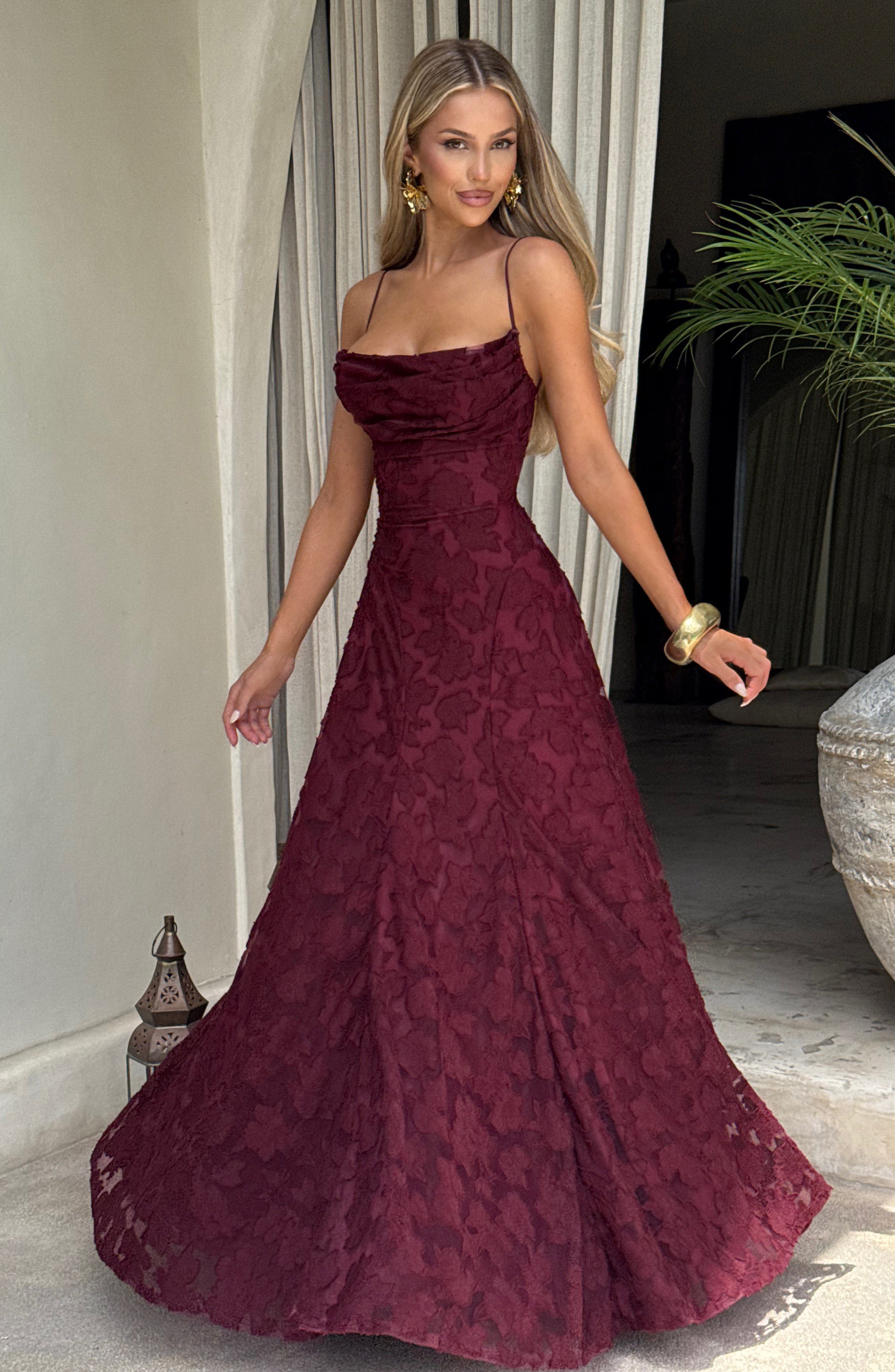 Damen Maxikleid mit Blumenstruktur