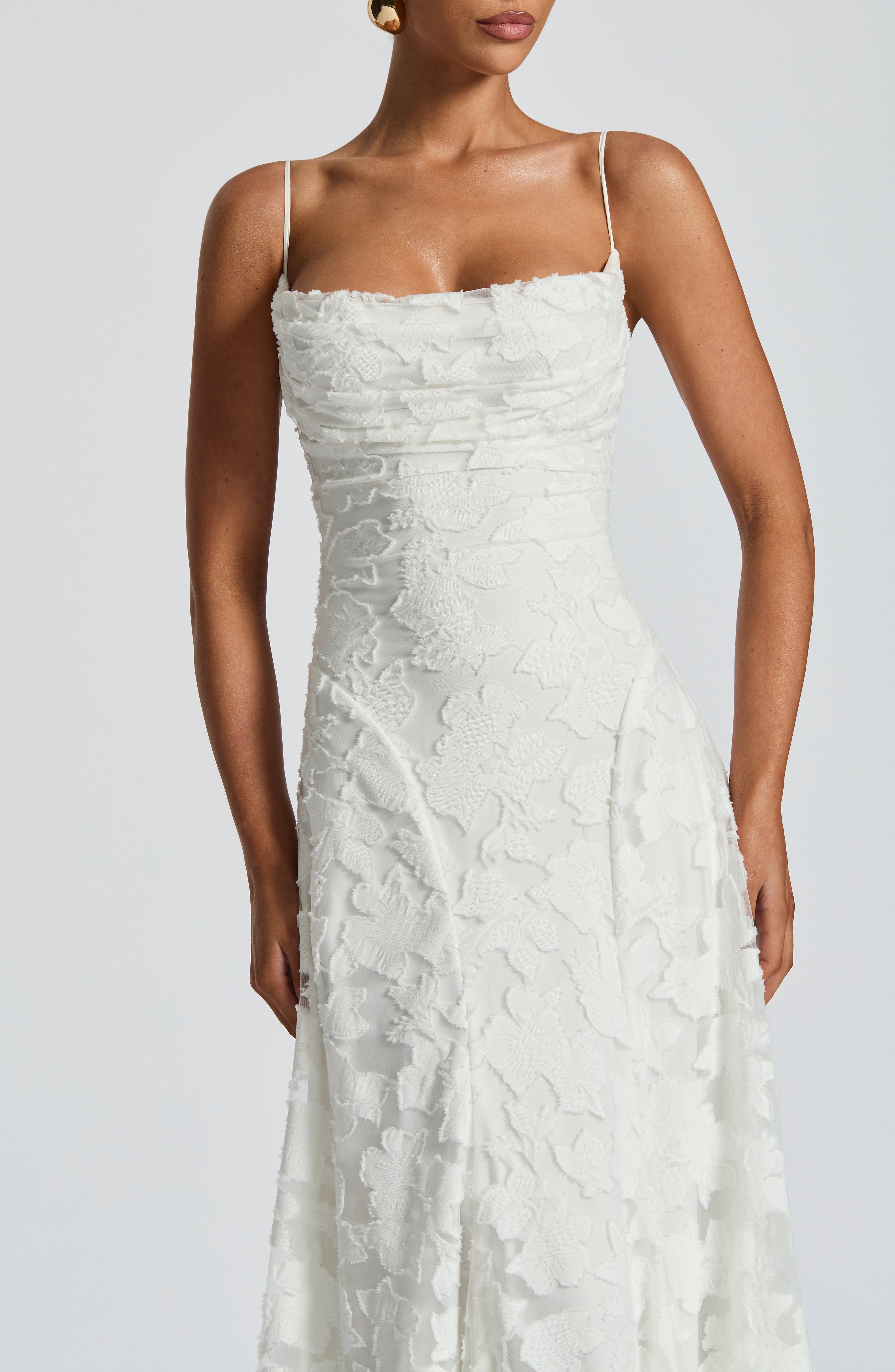 Damen Maxikleid mit Blumenstruktur