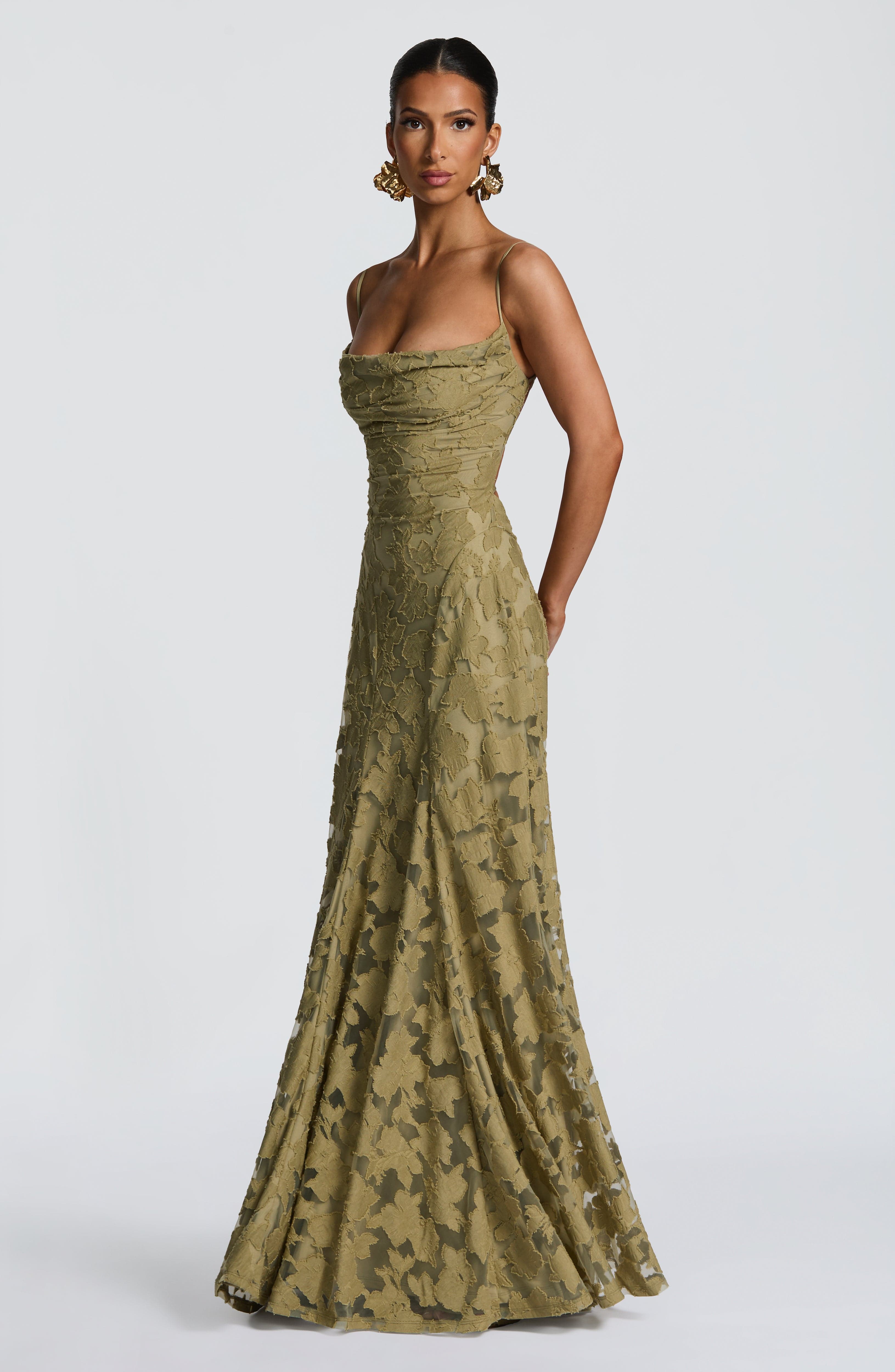 Damen Maxikleid mit Blumenstruktur