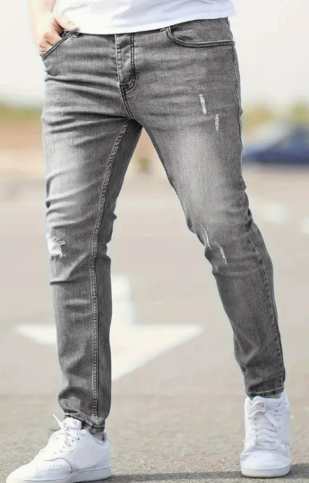 Herrenjeans Skinny-Jeans Fit mit Destroyed-Optik