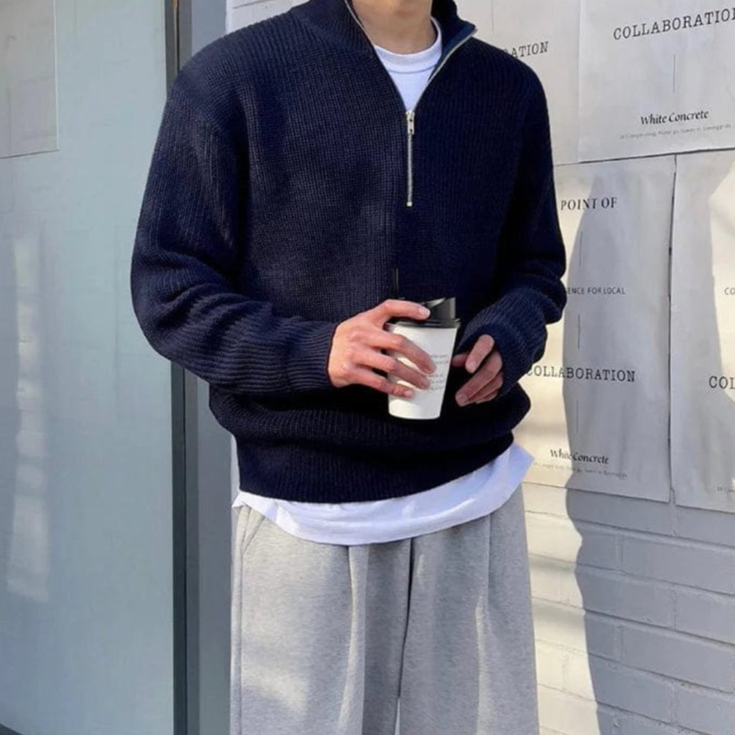 Halbzip Pullover | Strukturierter Schnitt mit Stehkragen