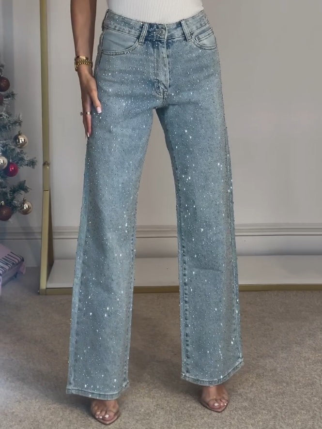 Damenjeans mit Glitzer weitem Bein