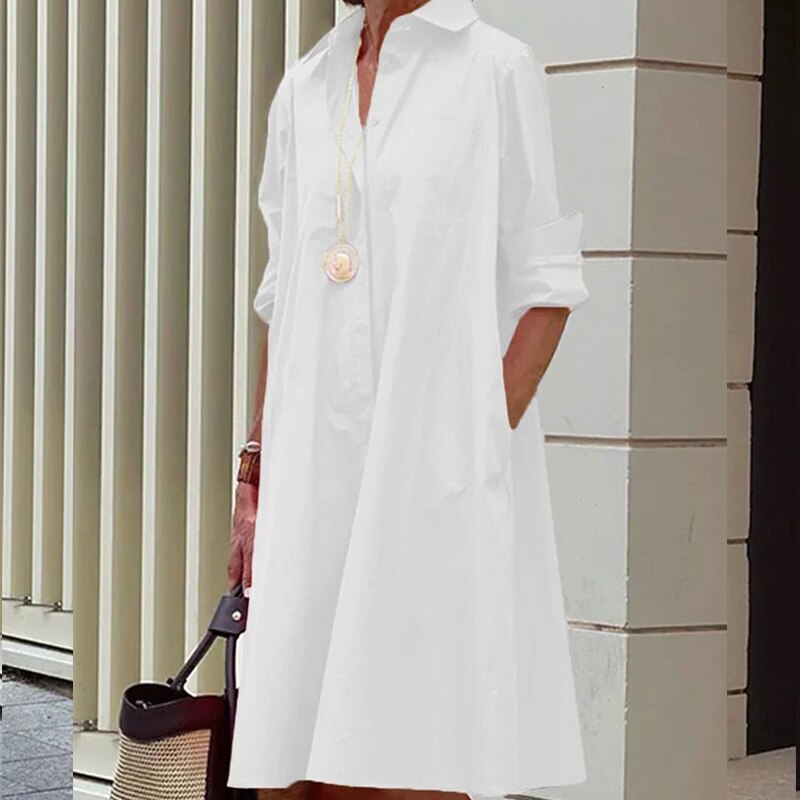 Sommerkleid Damen langarm mit Kragen
