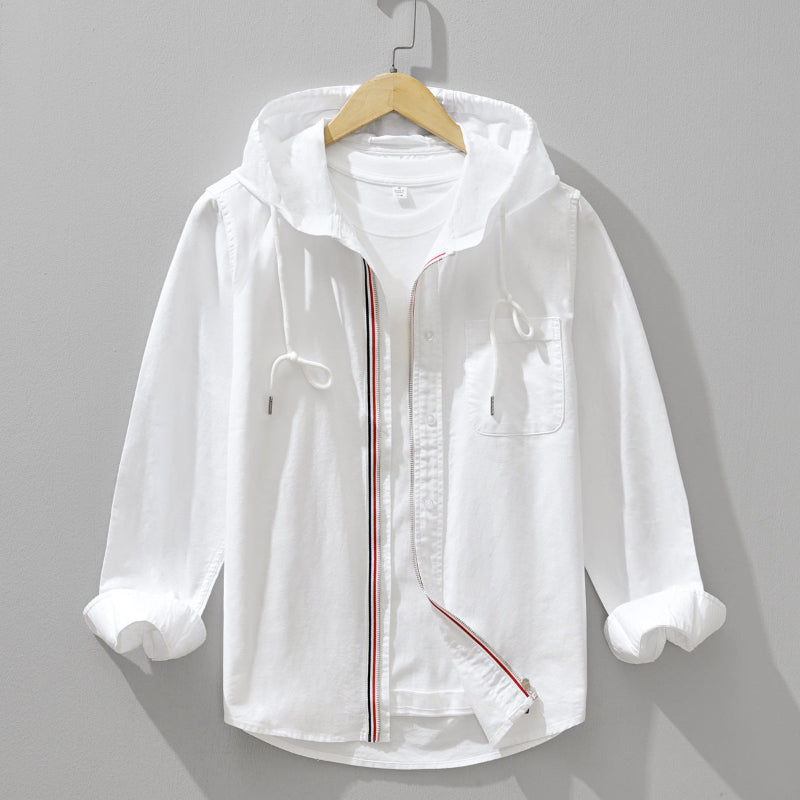 Linen Hoodie mit Kapuze und Reißverschluss – Ansicht 4