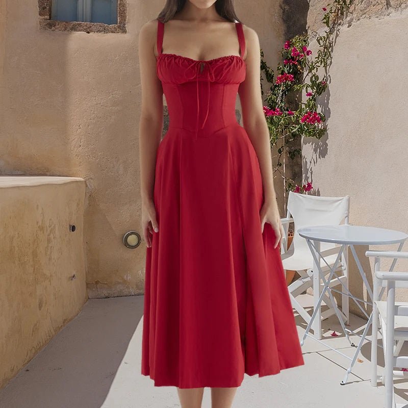 Sommerkleid Damen Bustier Midi mit Trägern – Ansicht 3
