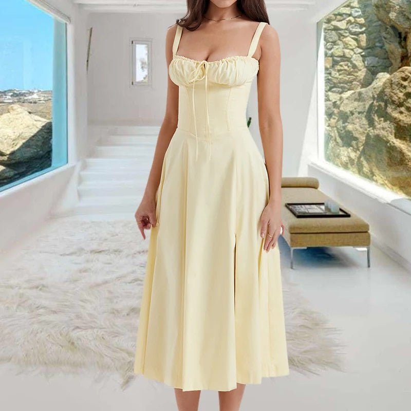 Sommerkleid Damen Bustier Midi mit Trägern – Ansicht 4