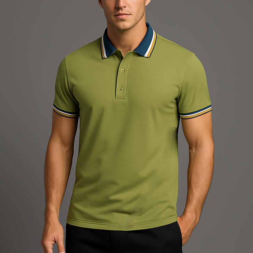 Poloshirt Herren Kurzarm mit Kontrastkragen – Ansicht 12
