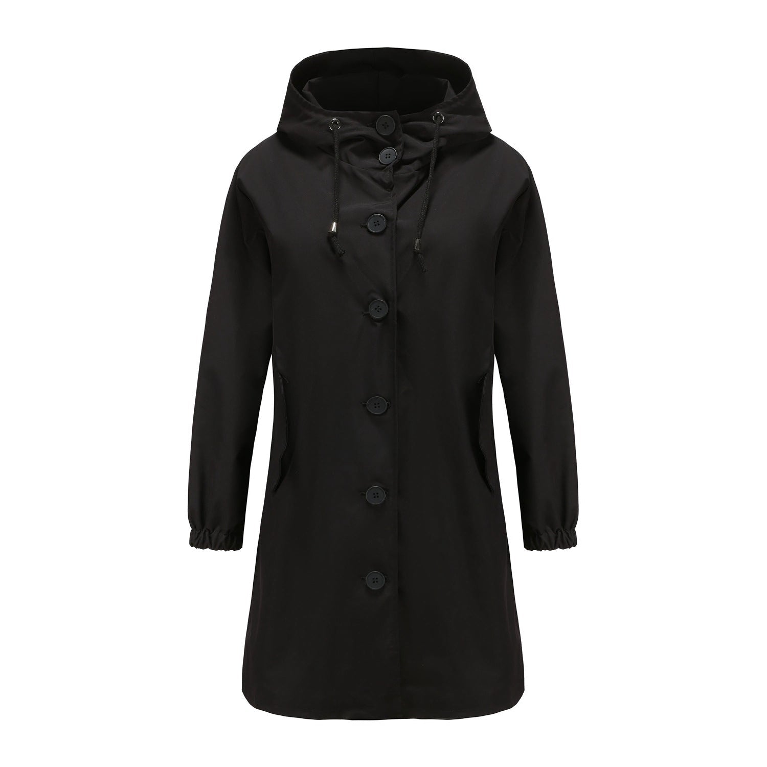 Regenjacke mit Kapuze | Lange Mantel Lockere Passform für Übergangszeit