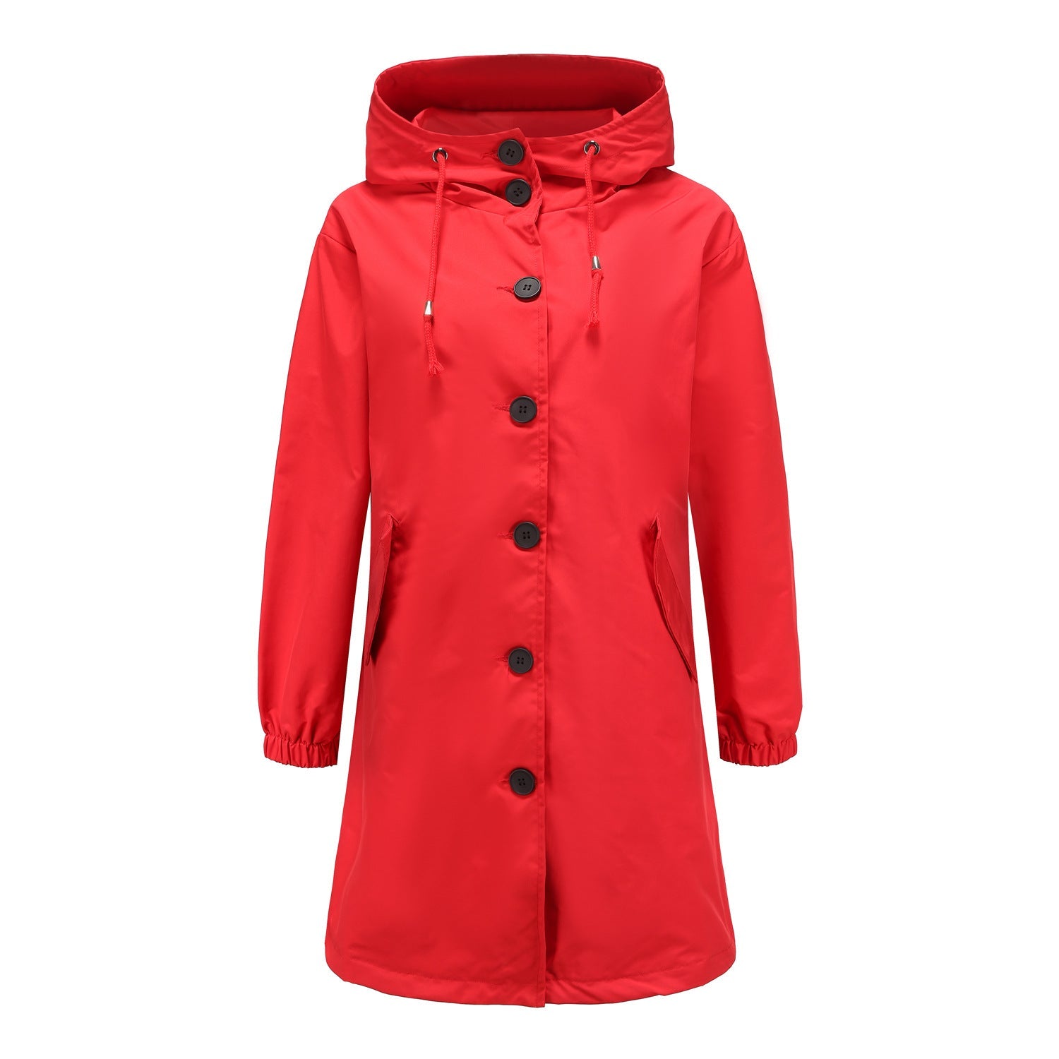 Regenjacke mit Kapuze | Lange Mantel Lockere Passform für Übergangszeit