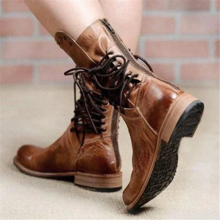 Winterstiefel Damen Mit Reißverschluss Klassische Boots Stiefeletten – Ansicht 3