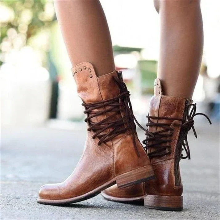 Winterstiefel Damen Mit Reißverschluss Klassische Boots Stiefeletten – Ansicht 4