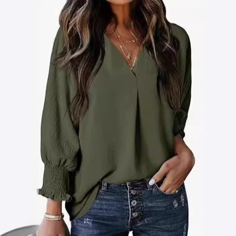 Damen Bluse Kurzarm | V-Ausschnitt Sommer Bluse Elegant & Casual
