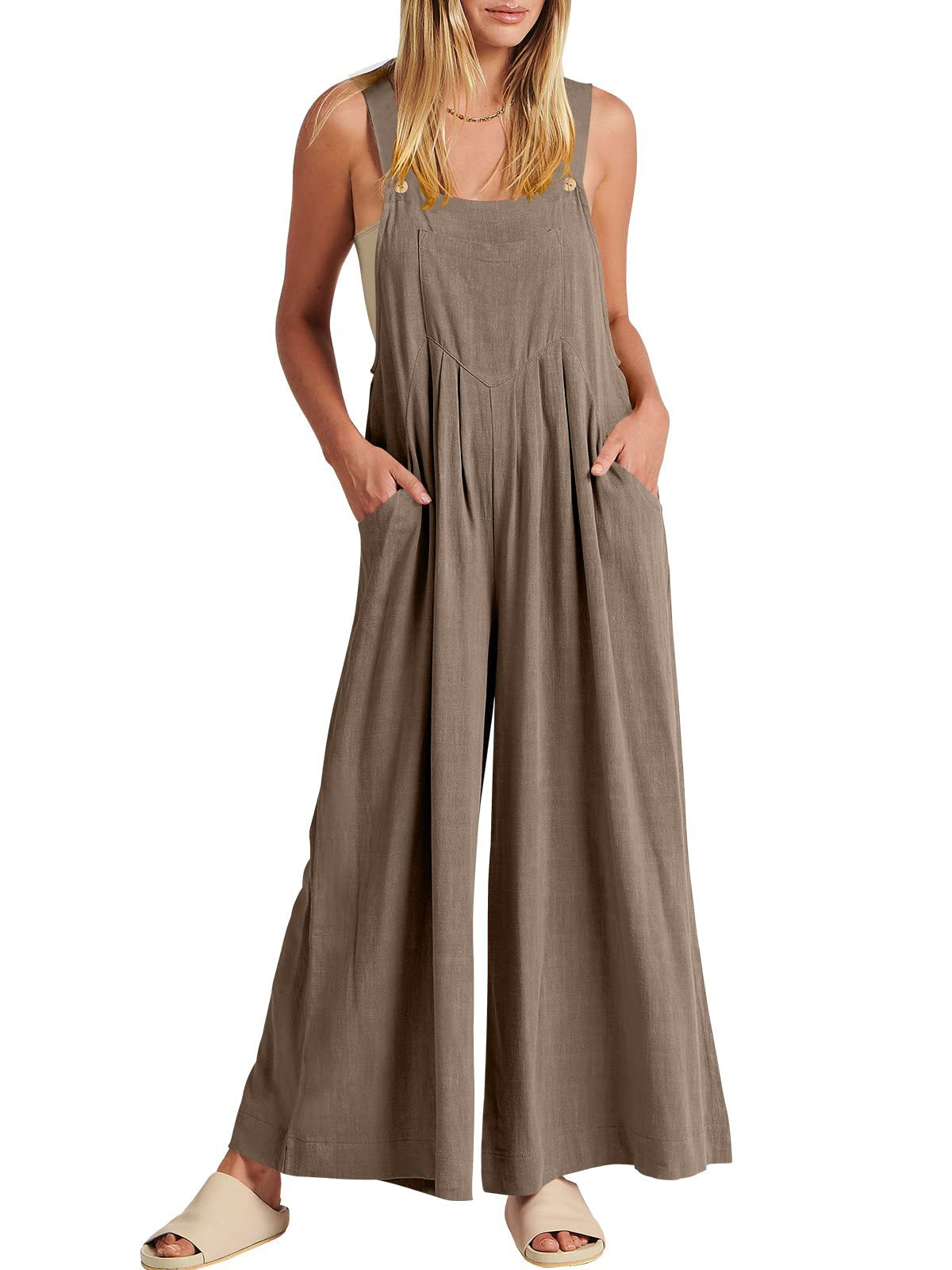 Jumpsuit Damen mit weitem Bein und Taschen