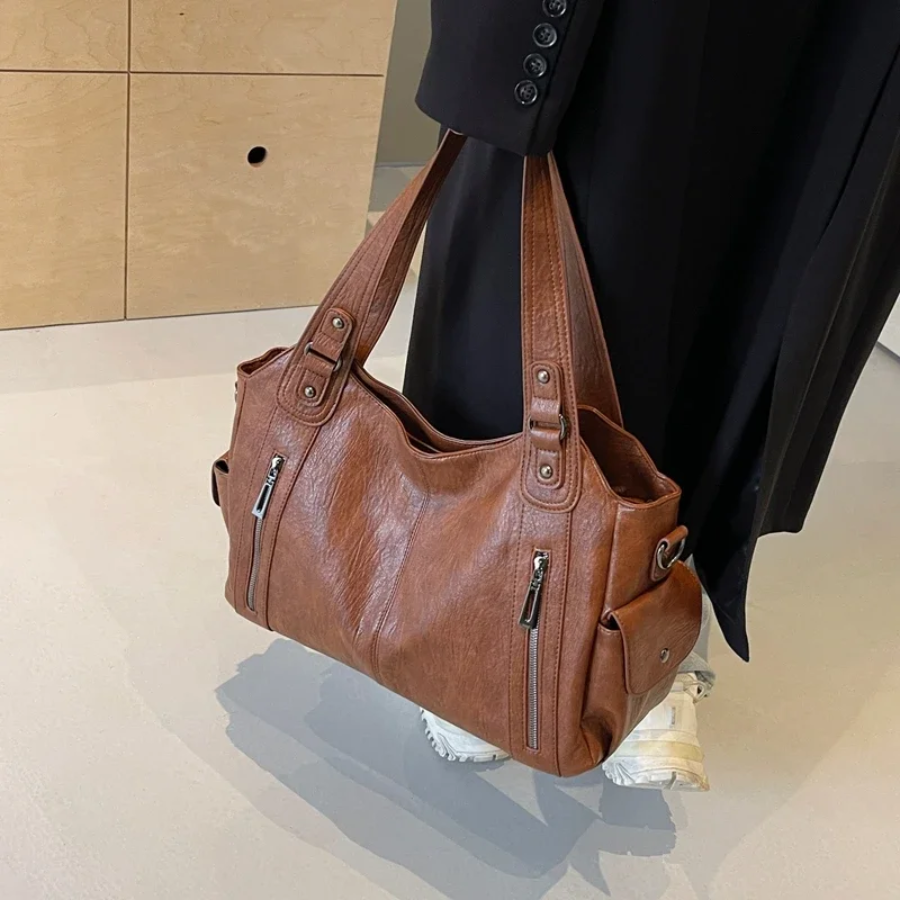 Damen Stilvolles Schultertasche mit Reißverschluss – Ansicht 3