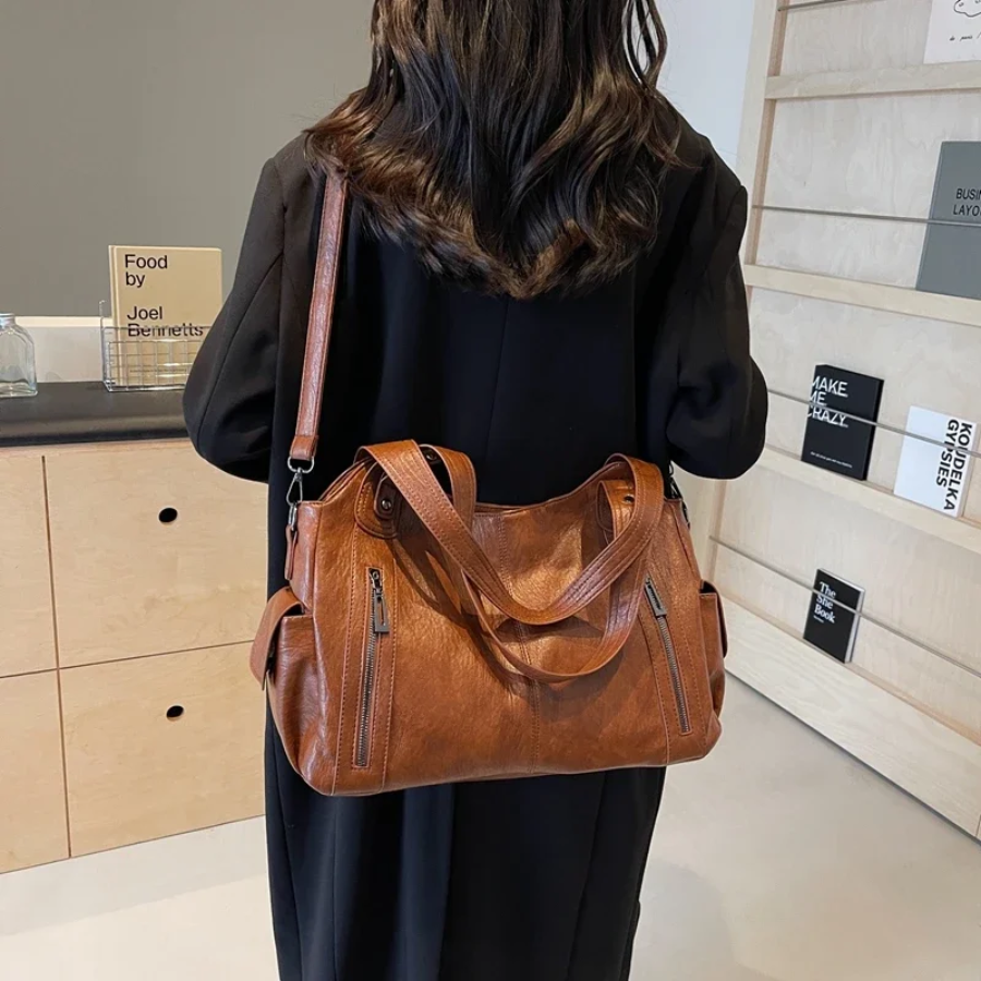 Damen Stilvolles Schultertasche mit Reißverschluss – Ansicht 8