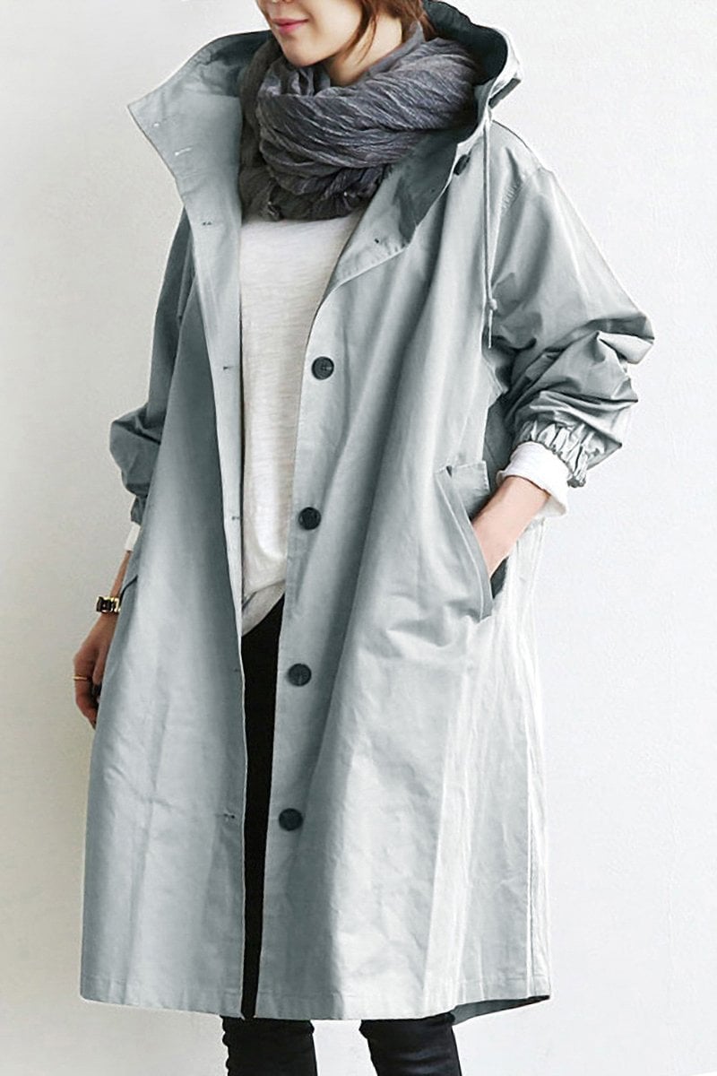 Trenchcoat Damen Lang mit Kapuze