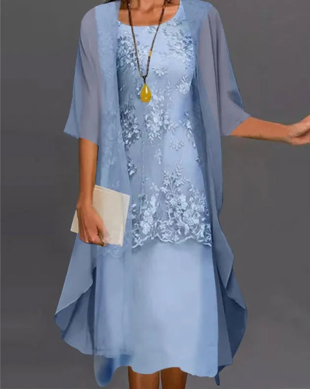 Lagenkleid Damen Midi 3/4-Arm