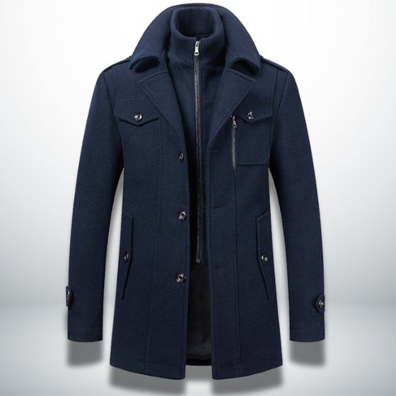 Herren Wintermantel | Winterjacke Hoher Kragen und Knopfleiste