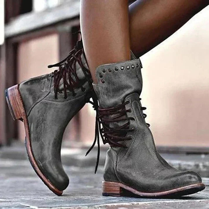 Winterstiefel Damen Mit Reißverschluss Klassische Boots Stiefeletten – Ansicht 6