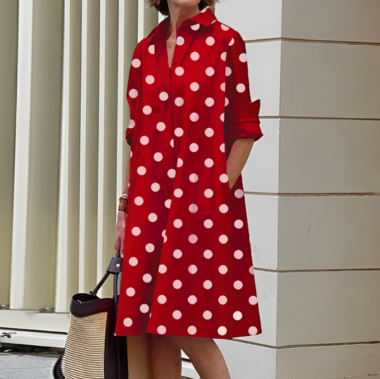 Sommerkleid Damen langarm mit Kragen – Ansicht 5