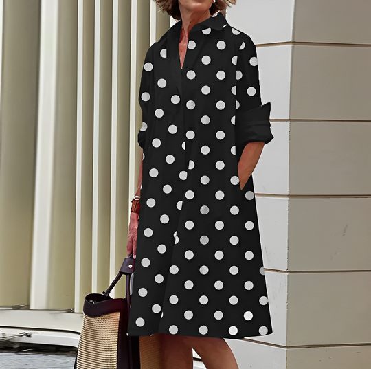 Sommerkleid Damen langarm mit Kragen – Ansicht 4
