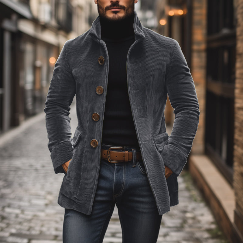 Winterjacke Kurzmantel Mit Stehkragen | Einreihig Mit Knöpfen