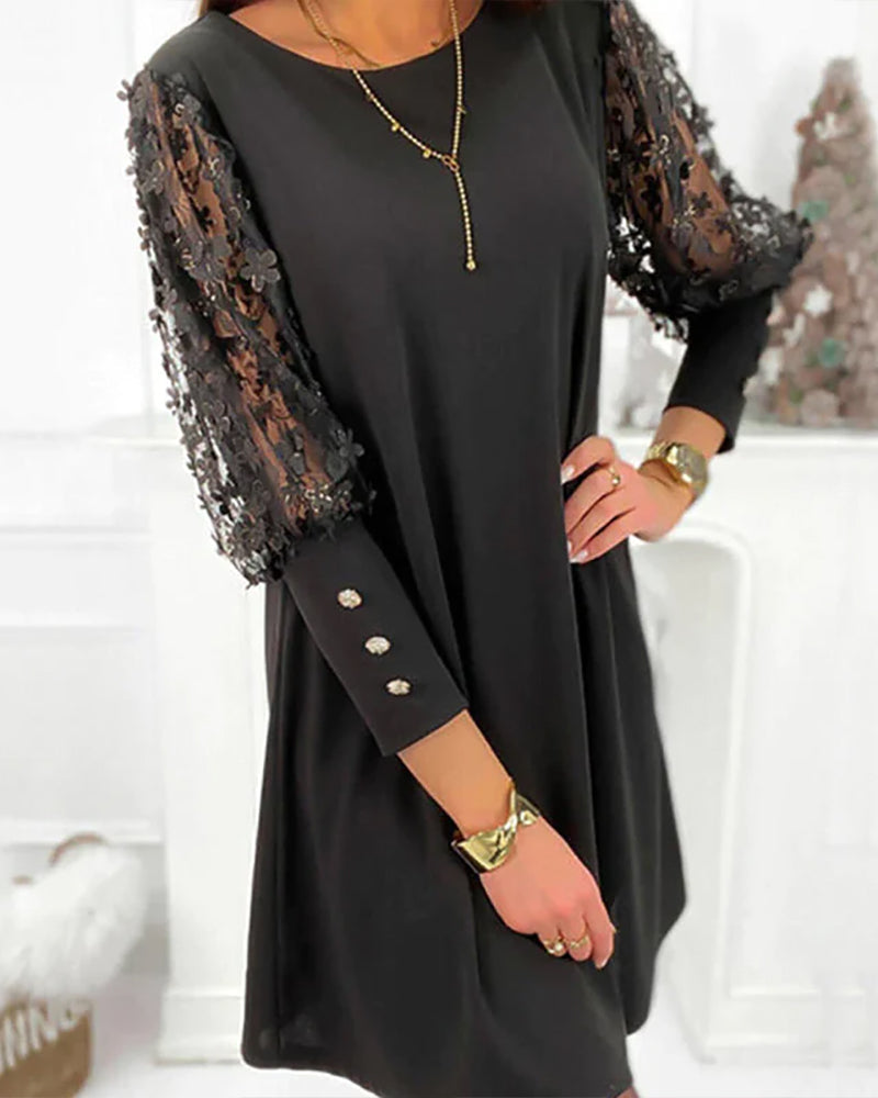 Damen Minikleid Festliches mit Spitzenärmeln – Ansicht 6