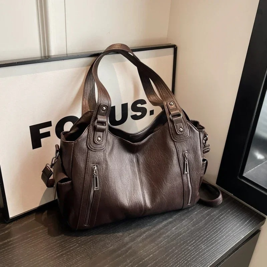 Damen Stilvolles Schultertasche mit Reißverschluss – Ansicht 6