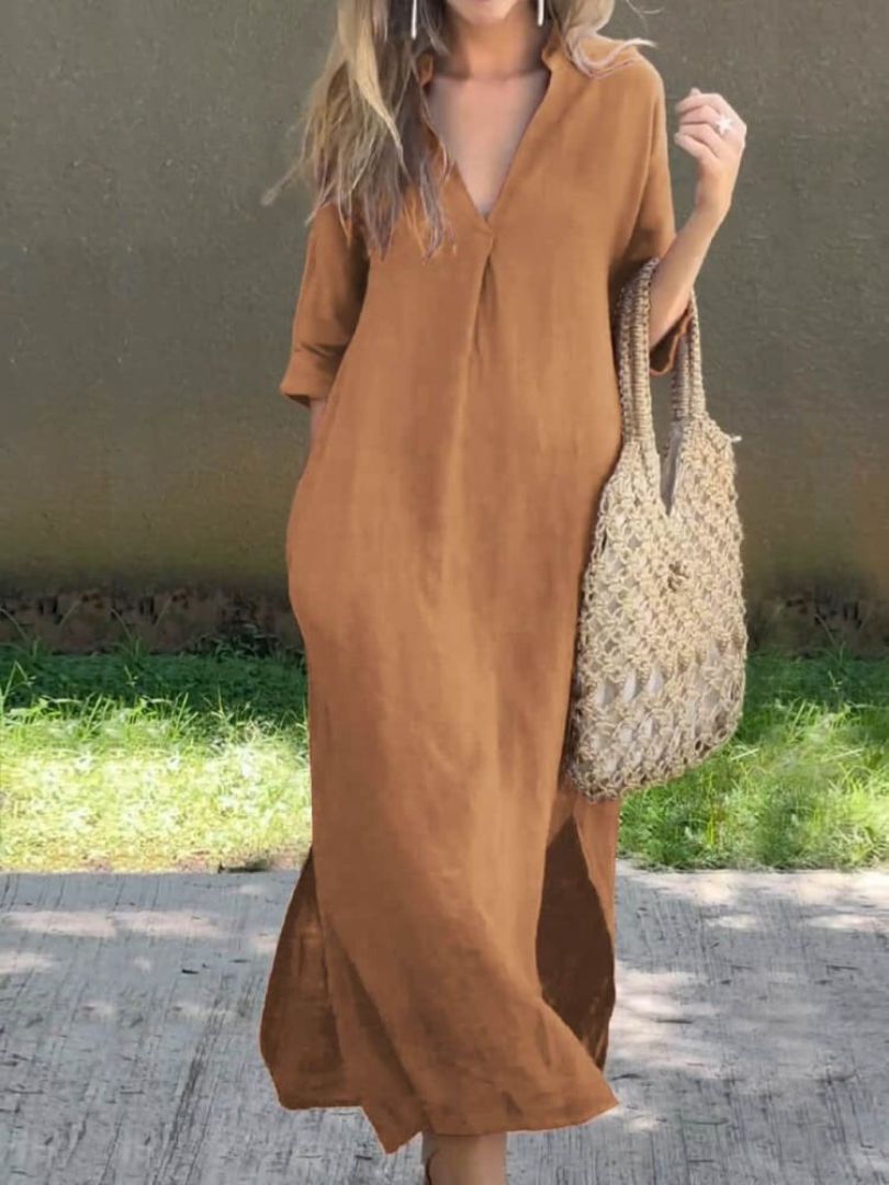 Sommerkleid Damen V-Ausschnitt Halbarm – Ansicht 5