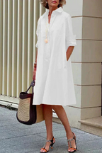 Damen Hemdblusen Midi Kleid