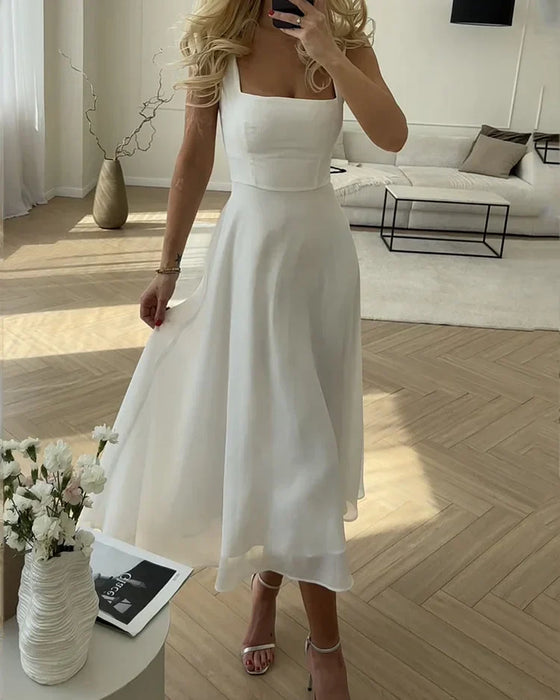 Damenkleid midilang mit Spaghettiträgern