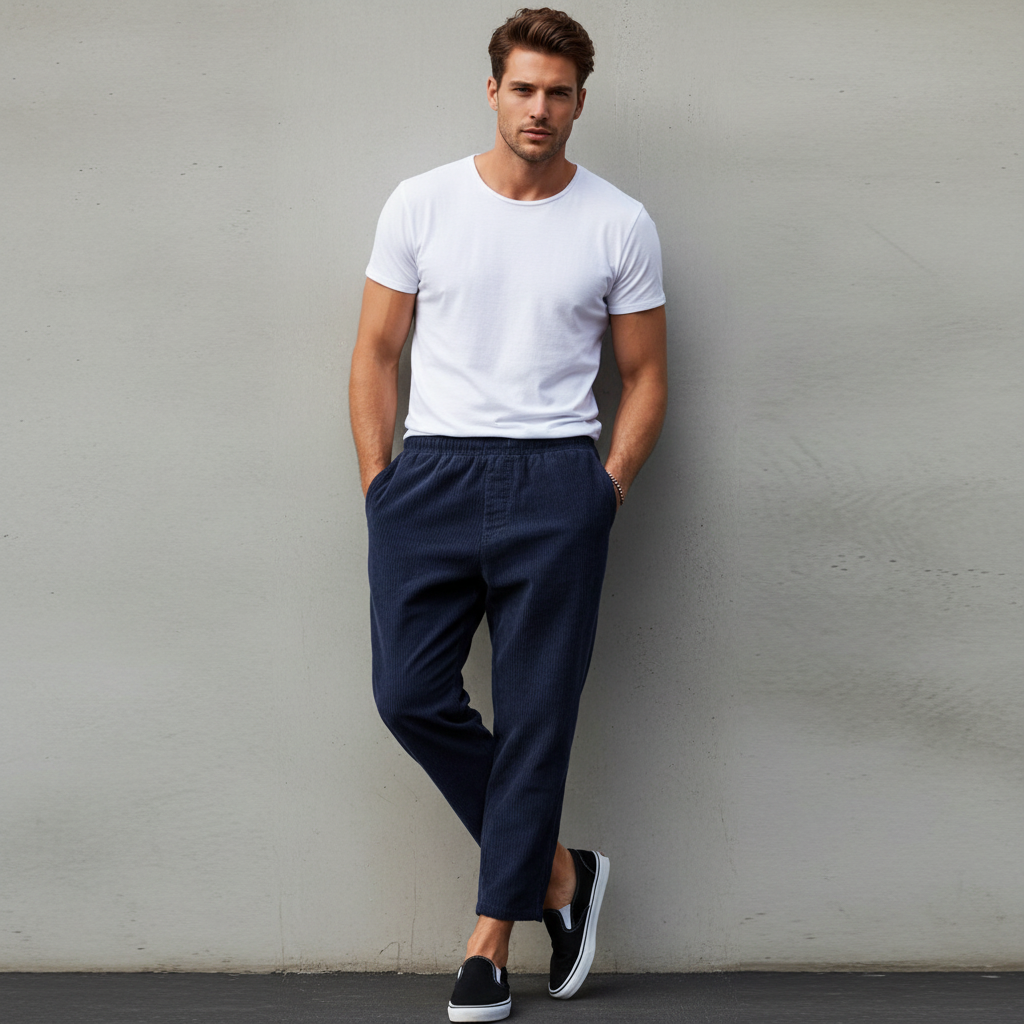 Herrenhose mit Gummibund knöchellang