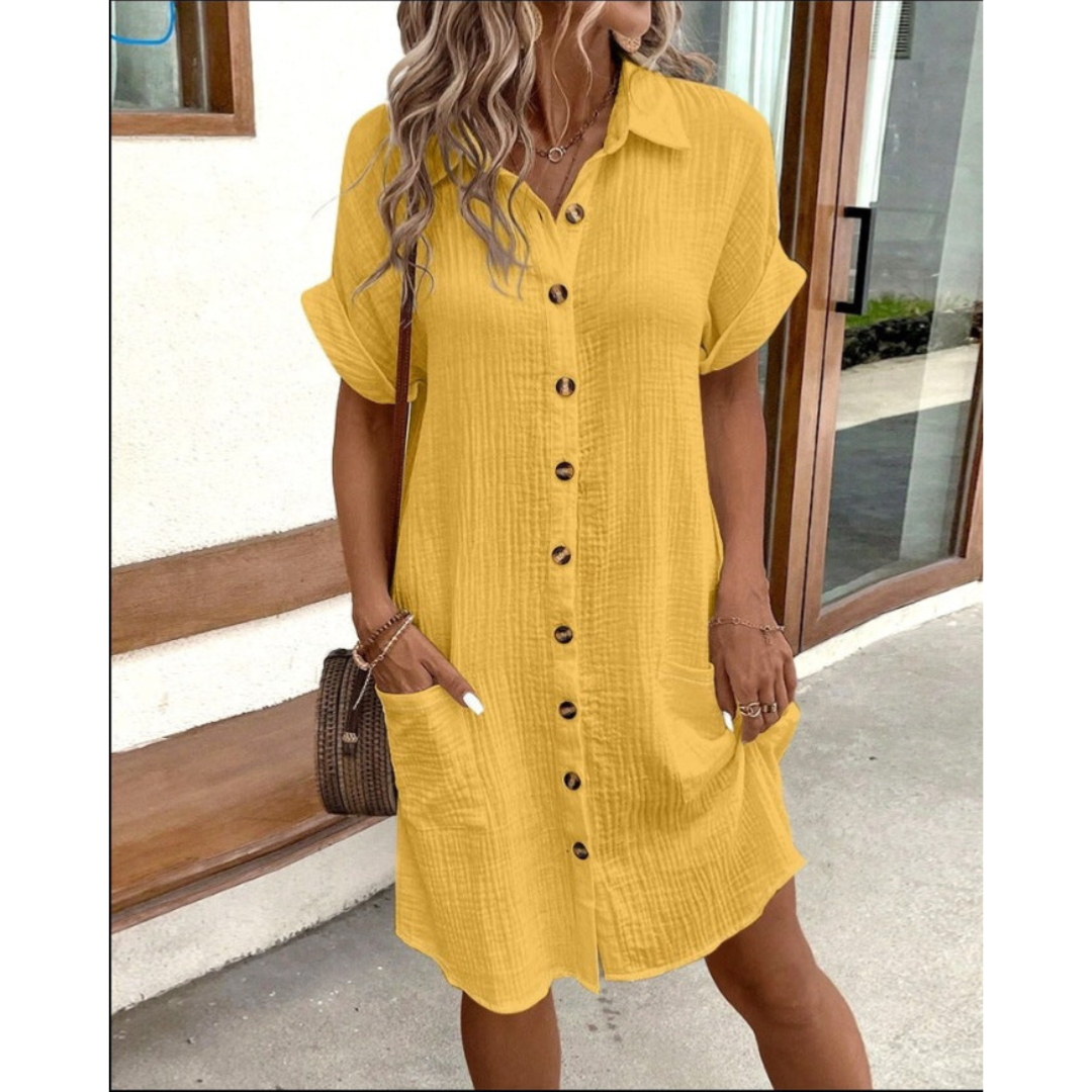 Strandkleid Damen kurzarm mit Knopfleiste – Ansicht 5