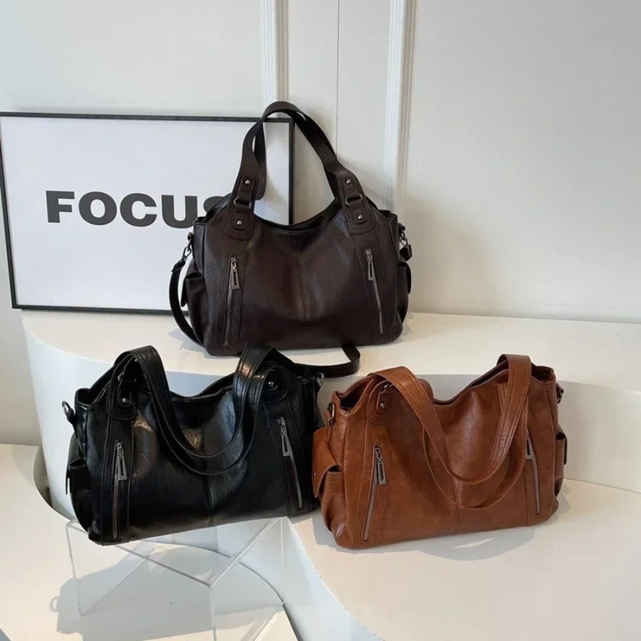 Damen Stilvolles Schultertasche mit Reißverschluss – Ansicht 18