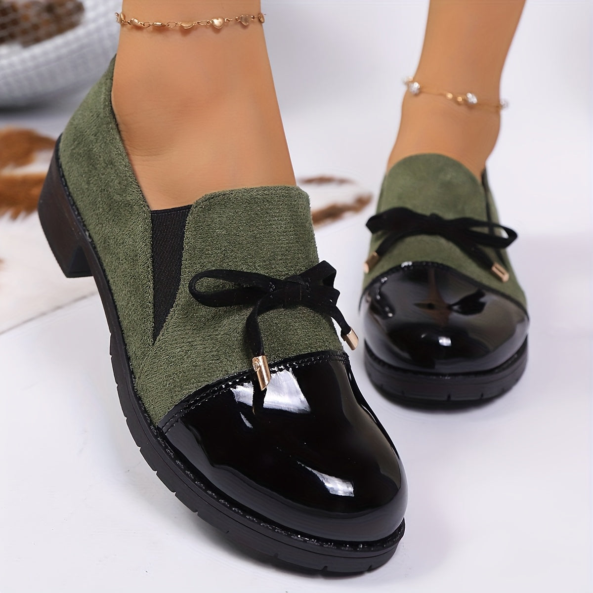 Damen Loafers mit Schleife Blockabsatz – Ansicht 3