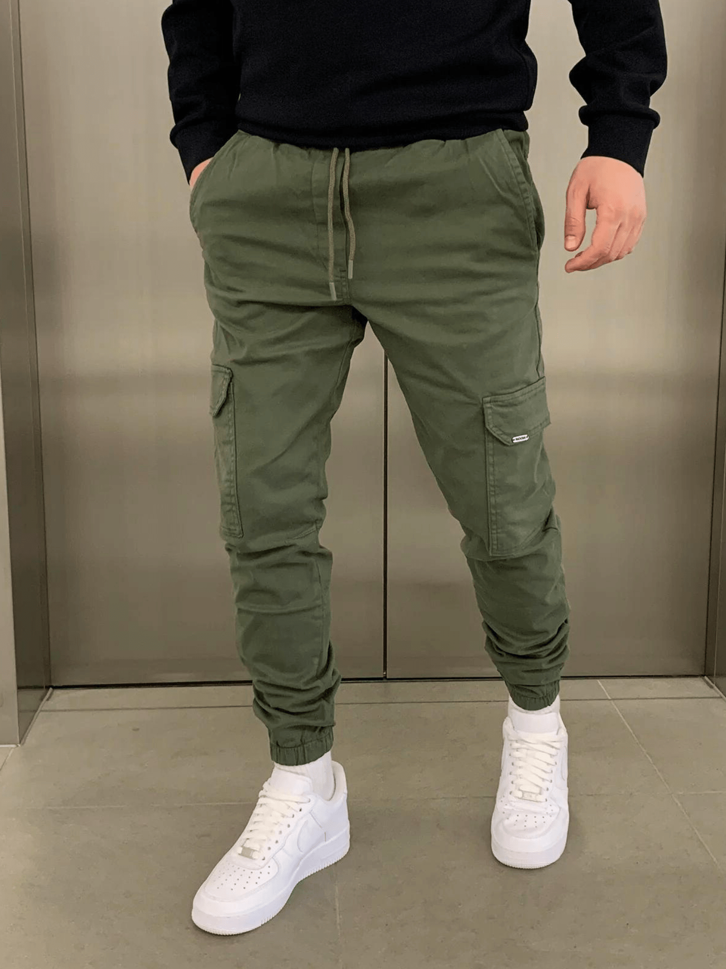 Cargohose Herren | Arbeitshosen Jogger Stil Mit Bündchen