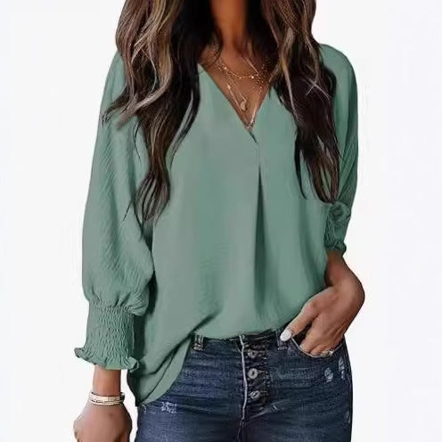 Damen Bluse Kurzarm | V-Ausschnitt Sommer Bluse Elegant & Casual