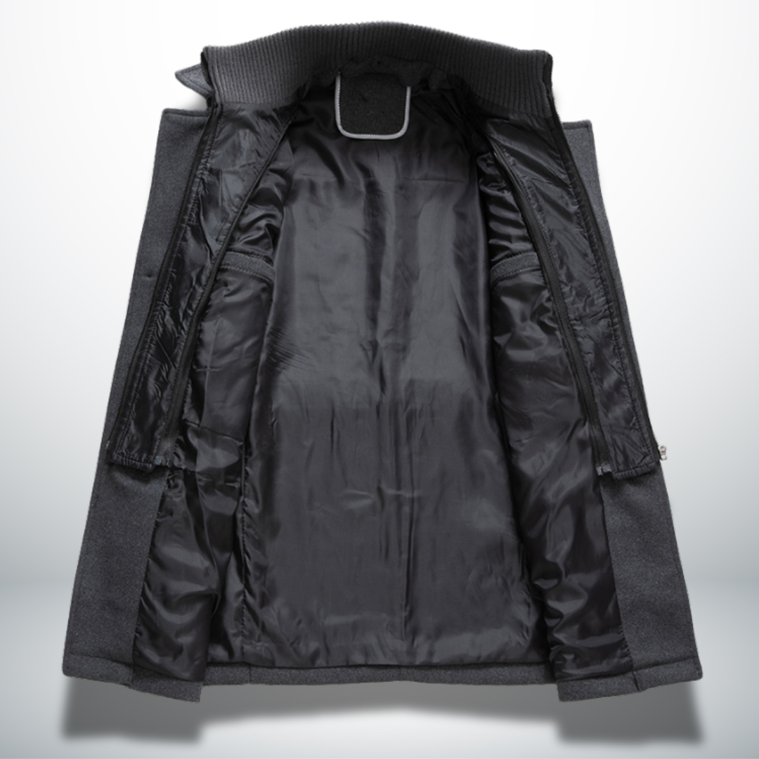 Herren Wintermantel | Winterjacke Hoher Kragen und Knopfleiste