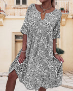 Damen Sommer Floral Locker Midi Kleid