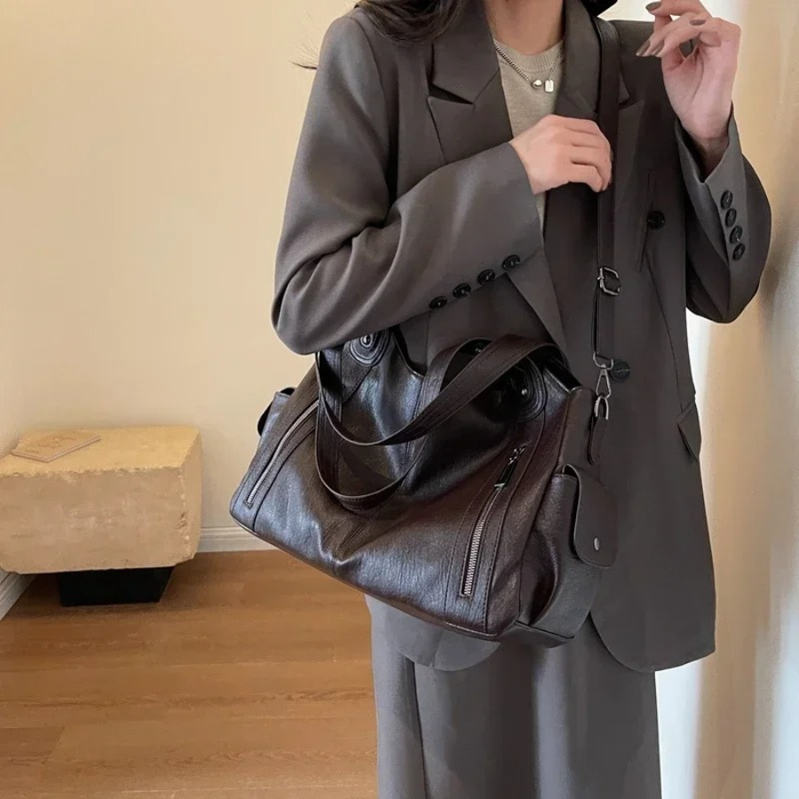 Damen Stilvolles Schultertasche mit Reißverschluss – Ansicht 4