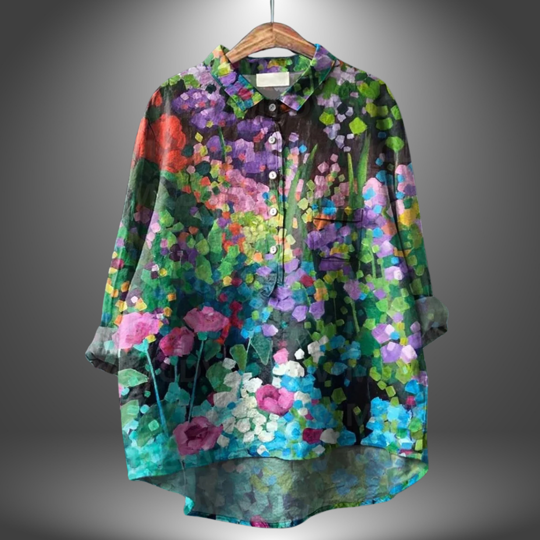 Damenbluse langarm mit Blumenmuster