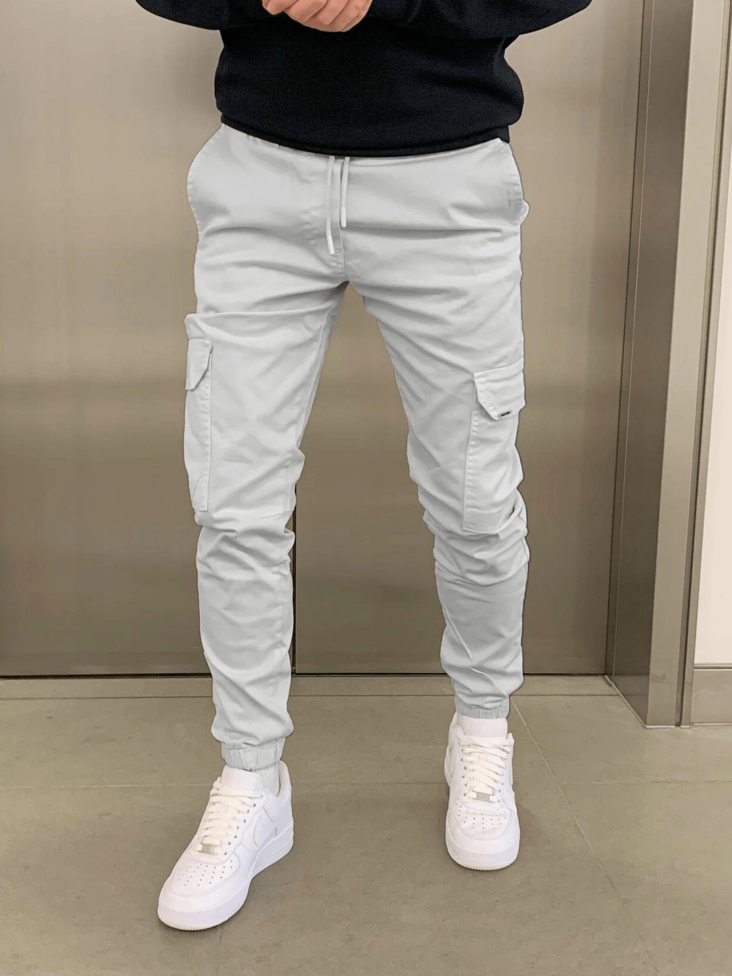 Cargohose Herren | Arbeitshosen Jogger Stil Mit Bündchen