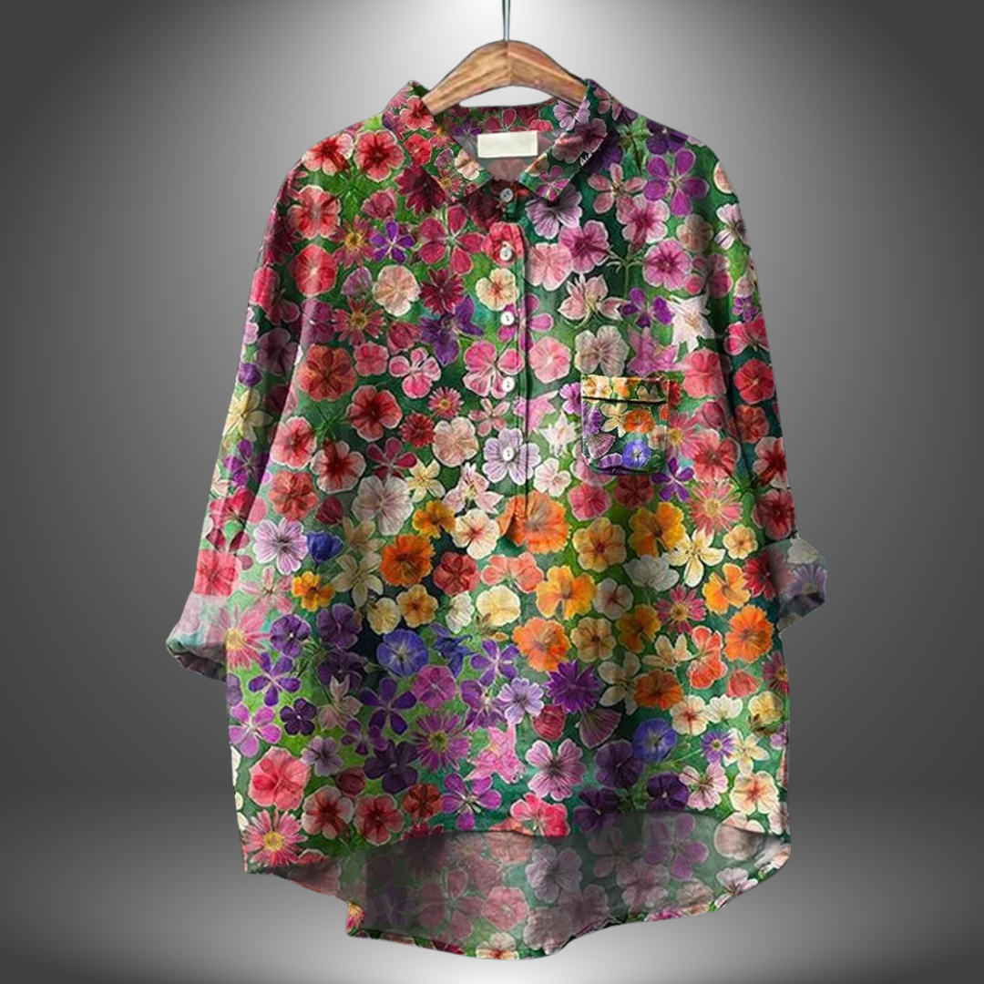 Damenbluse langarm mit Blumenmuster