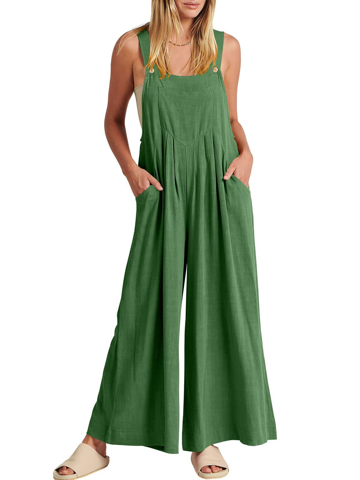 Jumpsuit Damen mit weitem Bein und Taschen